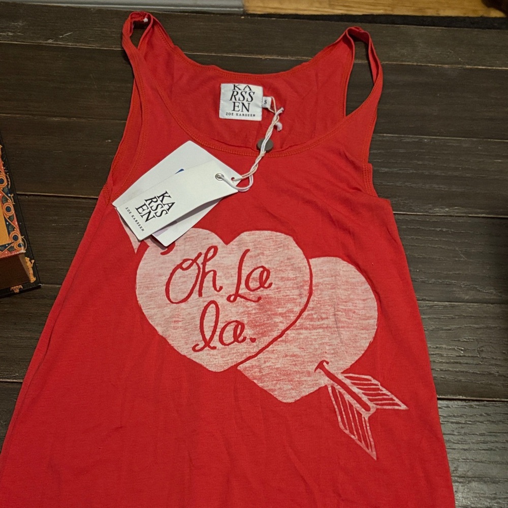 Zoe Karssen Red Sleeveless Top with Heart Design - Picture 1 of 9